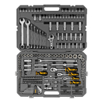 Набор инструментов, 1/2", 1/4", 3/8", CrV, S2, пластиковый кейс, 216 предметов Denzel