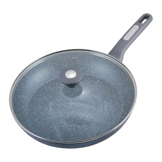 Сковорода 30 см. из алюминия с крышкой Kamille KM-4274GR с мраморным покрытием