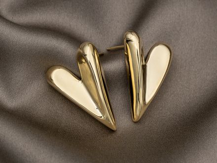 Серьги-гвоздики "Сердце" 26мм (уценка)