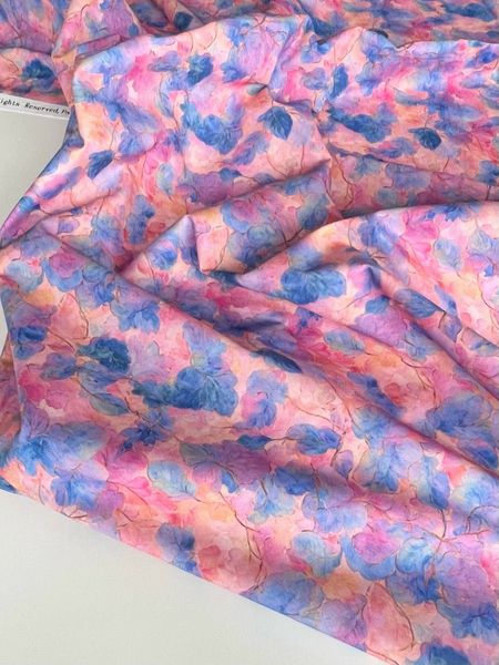 РОЗОВО-ГОЛУБОЙ ВЬЮНОК, АКВАРЕЛЬ - 100% ХЛОПОК 6