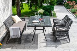 "Катания" обеденная группа плетеная на 4 персоны, цвет графит