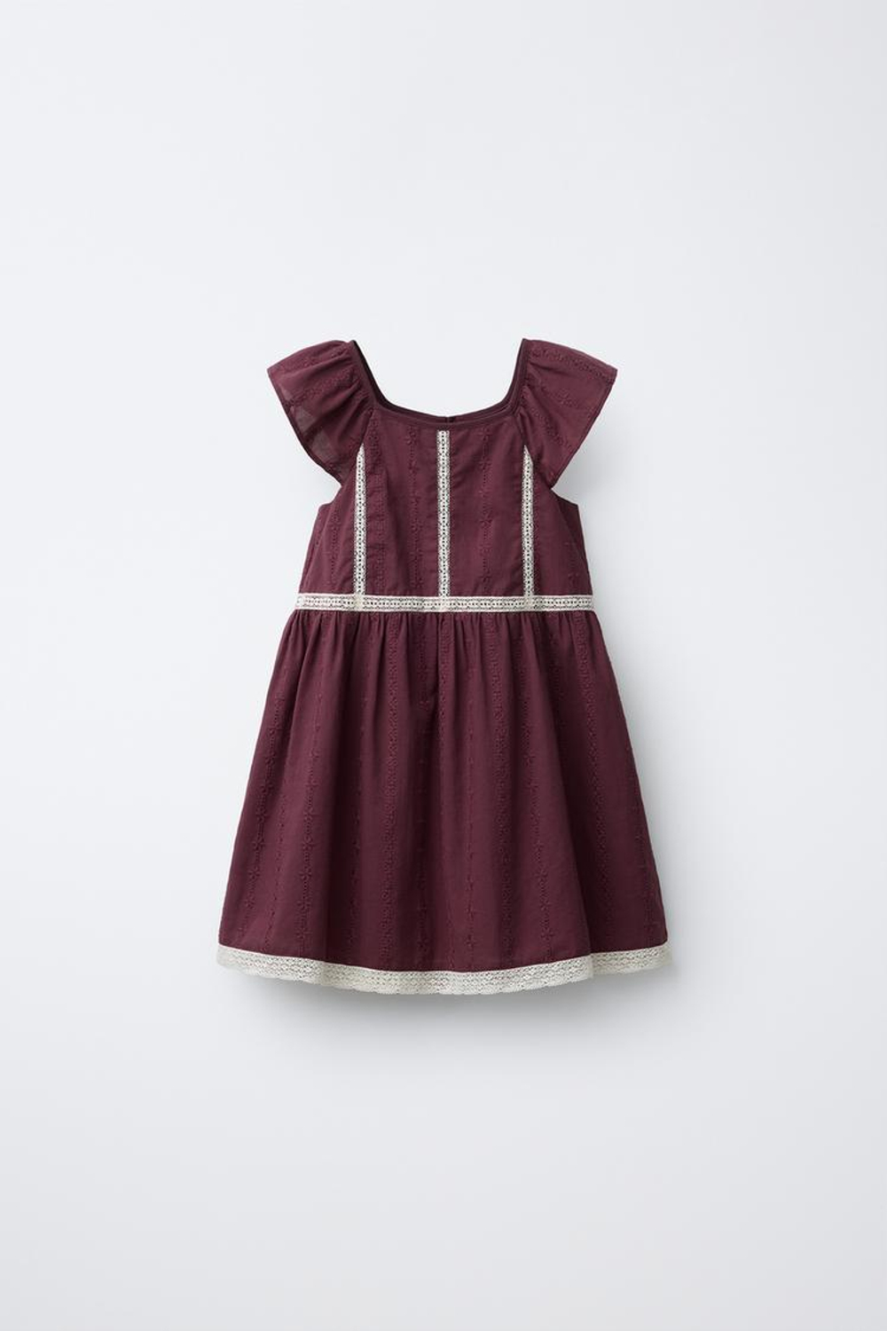 ZARA ПЛАТЬЕ С КРУЖЕВОМ, ГРАНАТОВЫЙ