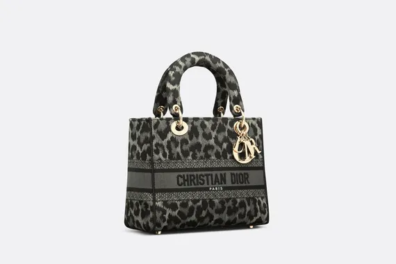 Сумка Dior Lady D-lite, модель среднего формата серый