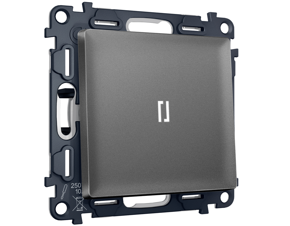 MA652015 Комплект механизма 1-кл выключателя с подсветкой 5600K ALFA Антрацит серый QUANT (AP6520, VM101, G14W)