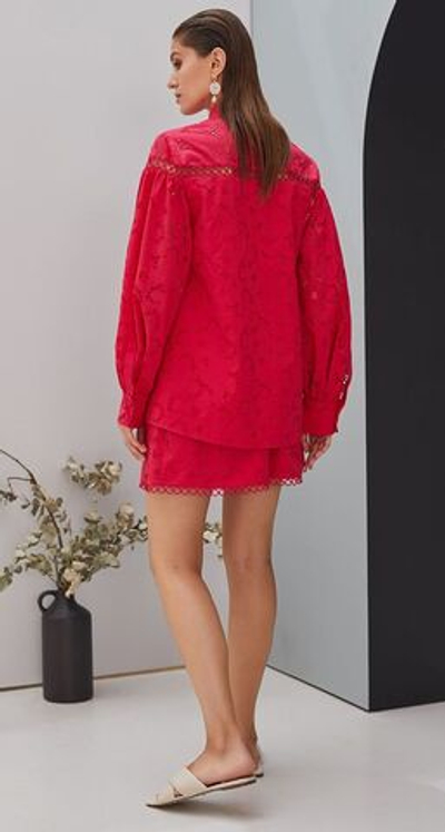 Хлопковые высокие шорты свободного кроя (Размер: XL) (Цвет: ярко-розовый)