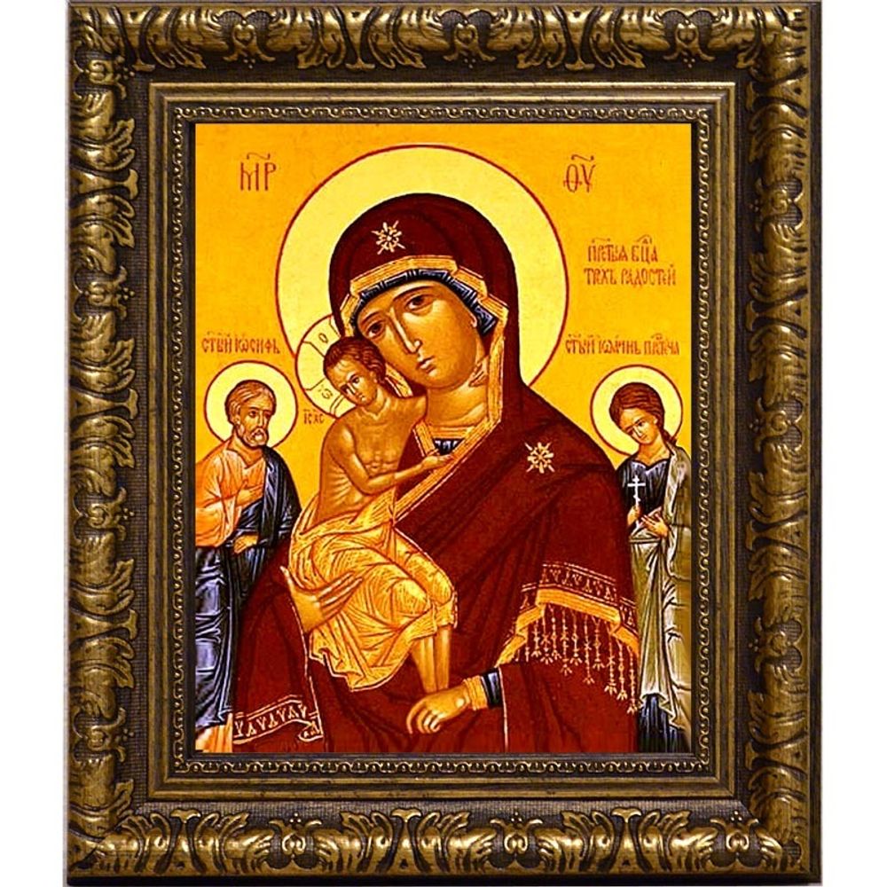 Икона Божьей Матери "Трех Радостей" на холсте.