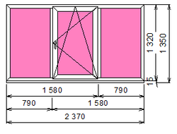 Пластиковое окно 1320 х 2370  ТермА Эко