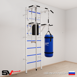 Шведская стенка Sv Sport усиленная 6761 (Турник стандарт/Брусья/Канат/Трапеция/Цепь/Мешок 15кг)