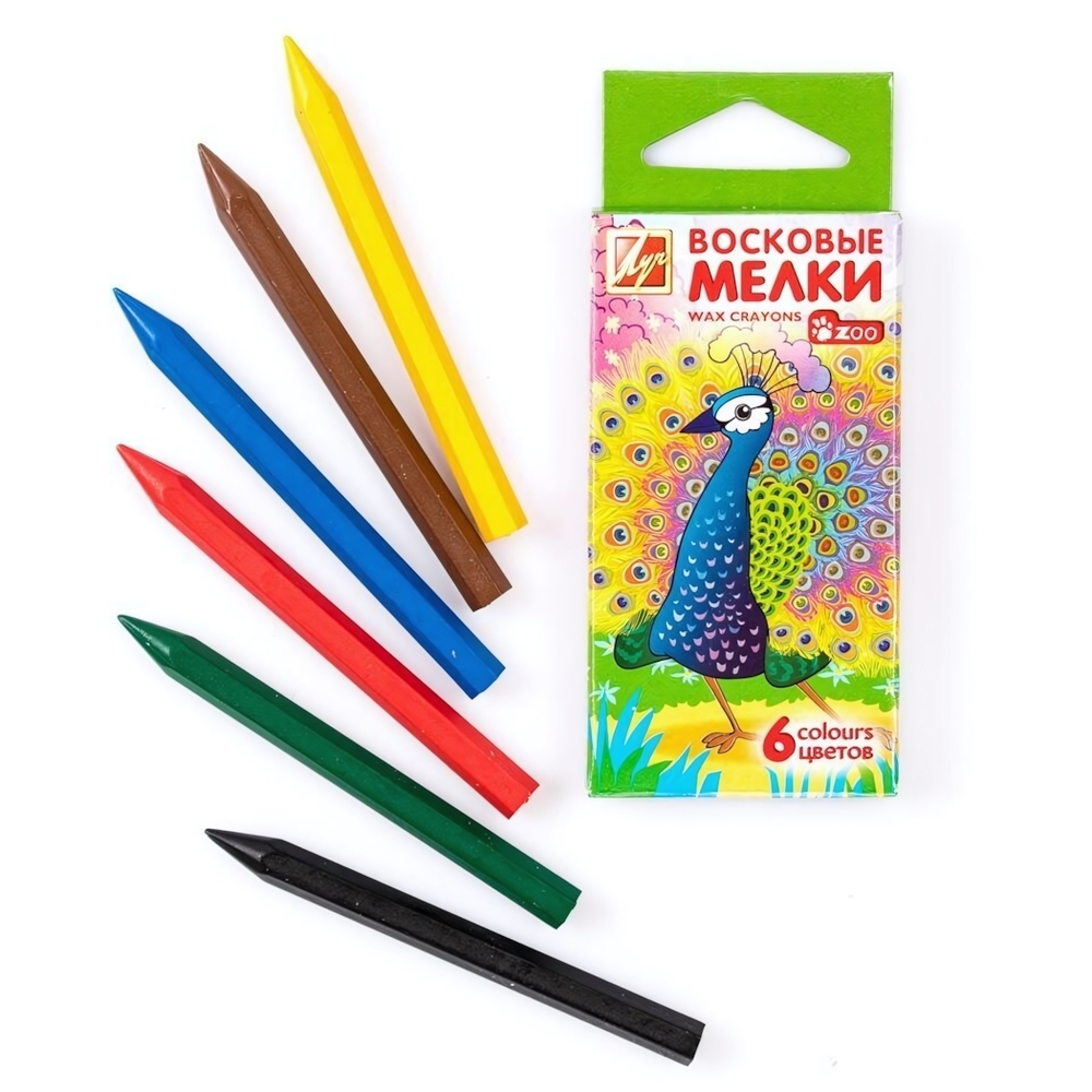 Восковые мелки 6цв. "Zоо" (Луч)