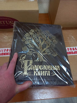 Семейная родословная книга "Изысканная, Древо золотое" позолоченая, обложка из натуральной кожи