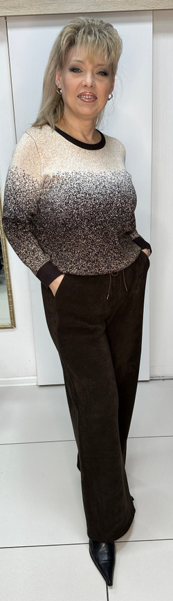 Брюки-палаццо из вельвета в шоколадном цвете