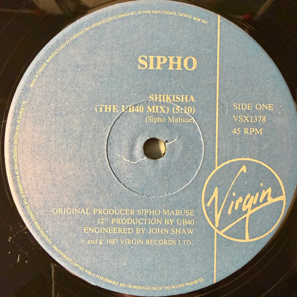 Sipho ‎– Shikisha (Канада 1987г.) 12", 45 RPM