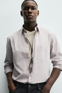 ZARА ЖАККАРДОВАЯ РУБАШКА В ПОЛОСКУ, ПОЛОСКИ