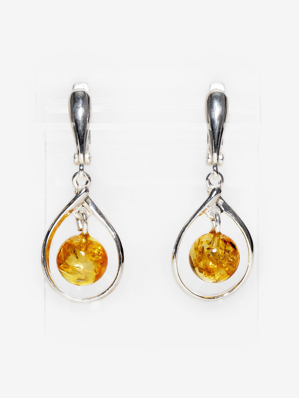 Серьги с натуральным янтарем