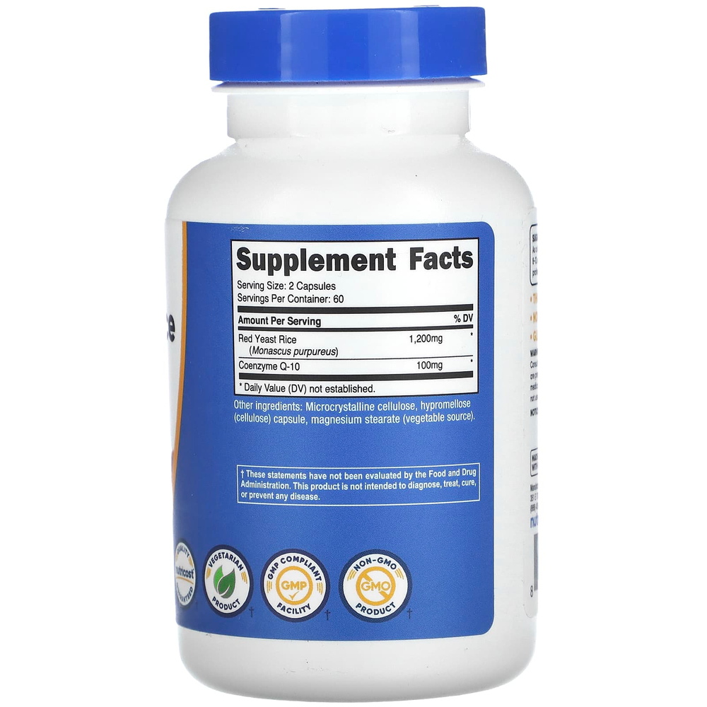 Nutricost, красный ферментированный рис с коэнзимом Q10, 120 капсул