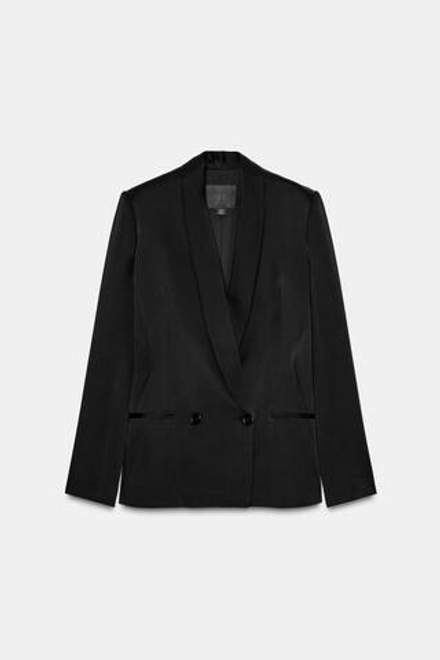 ZARA АТЛАСНЫЙ БЛЕЙЗЕР ZW COLLECTION LIMITED EDITION, ЧЕРНЫЙ