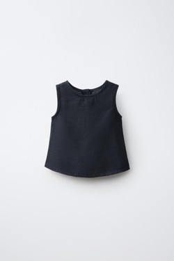 ZARA ТОП ИЗ СМЕСОВОГО ЛЬНА, МОРСКОЙ СИНИЙ