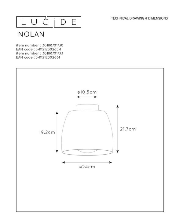 Потолочный светильник Lucide Nolan 30188/01/30