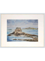 Картина авторская акварельная в паспарту 30х40 см на стену для интерьера "Сен-Мало. Франция"