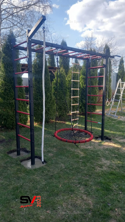 Монтаж уличной шведской стенки Sv Sport Рукоход (4 вертикальных столба)