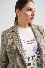 1808 Жакет женский (пепельно-бежевый клетка 2)