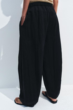 ZARA БРЮКИ BARREL — ZW COLLECTION, ЧЕРНЫЙ