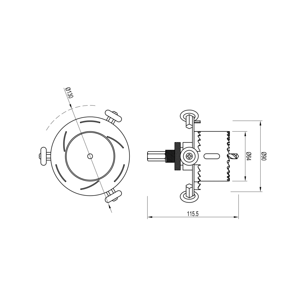 Двухуровневая коронка ATK-DRILL-R64-R90 (Arlight, IP20 Металл, 3 года) 053042