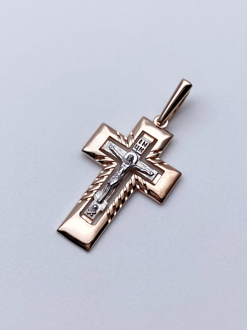 Крест из серебра/Позолота,Родий/С подвижным ухом
