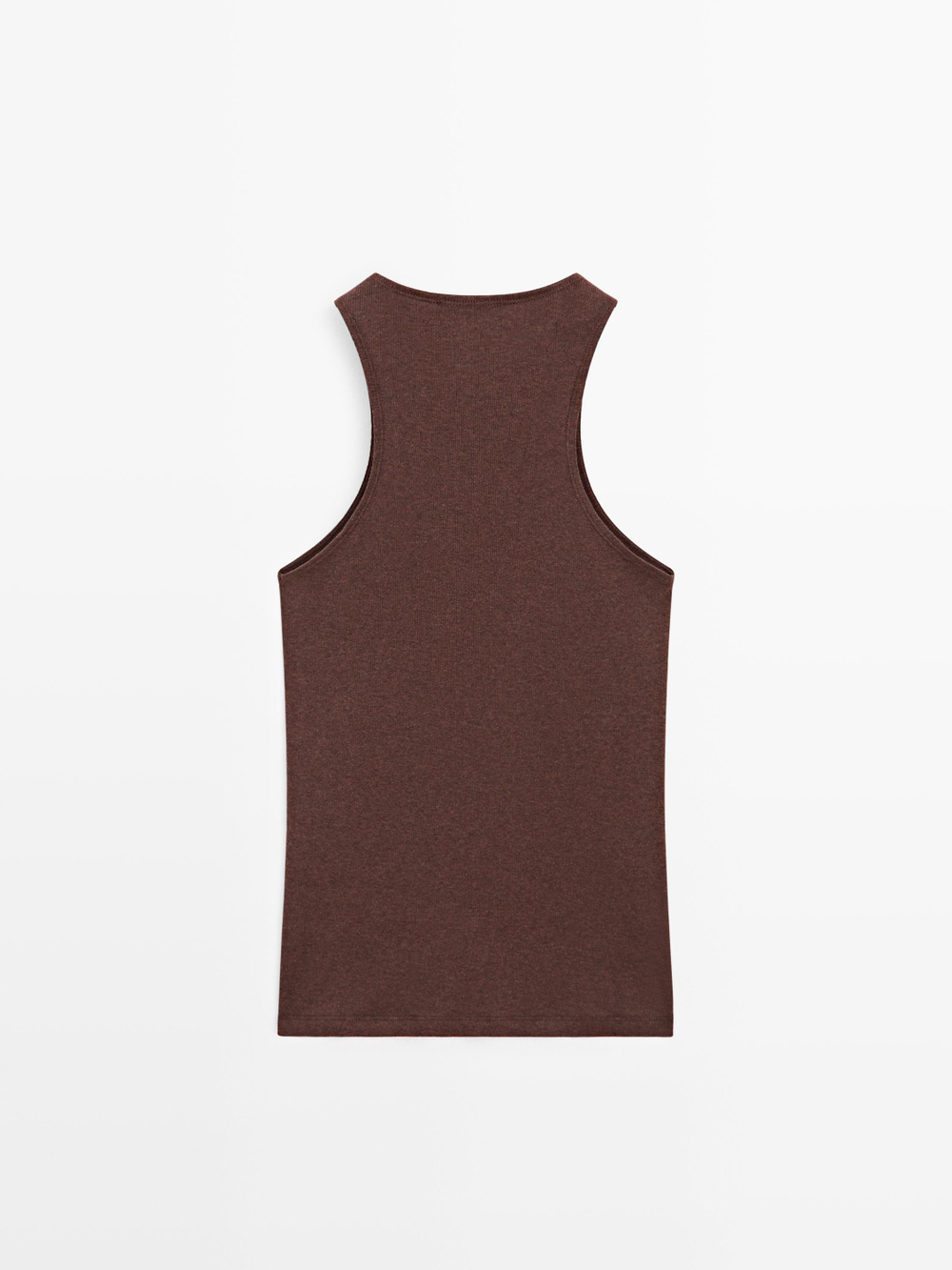 Massimo Dutti Трикотажный топ из легкого 100% хлопка, пестро-коричневый