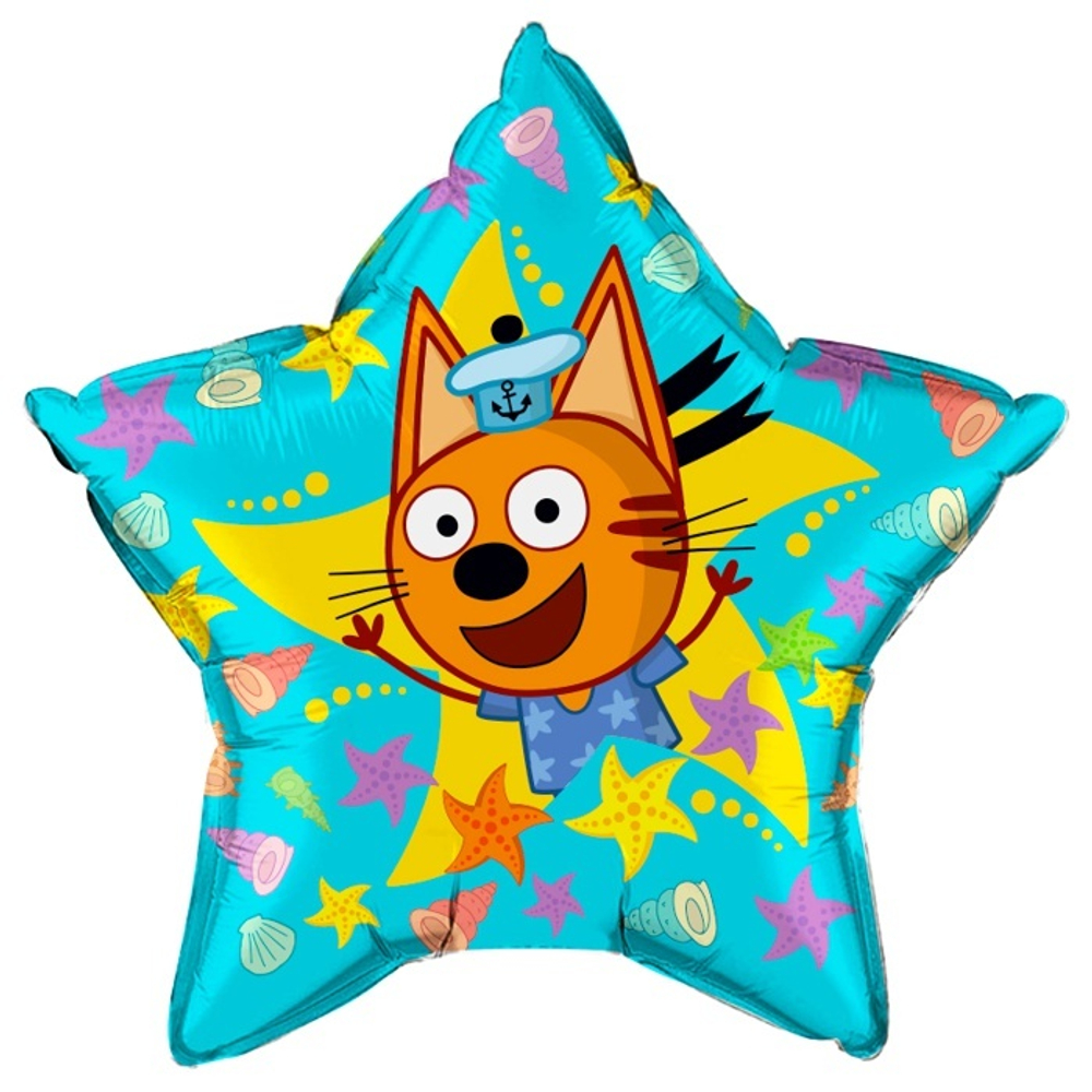 Шар Falali звезда 22" с рисунком Три Кота Коржик #404018