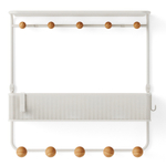 Полка настенная с крючками для аксессуаров estique, белая/натуральное дерево