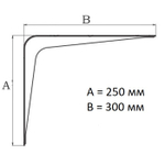 Кронштейн мебельный 250 × 300 мм (10/12), толщина 1,40 мм, белый/коричневый/серебристый