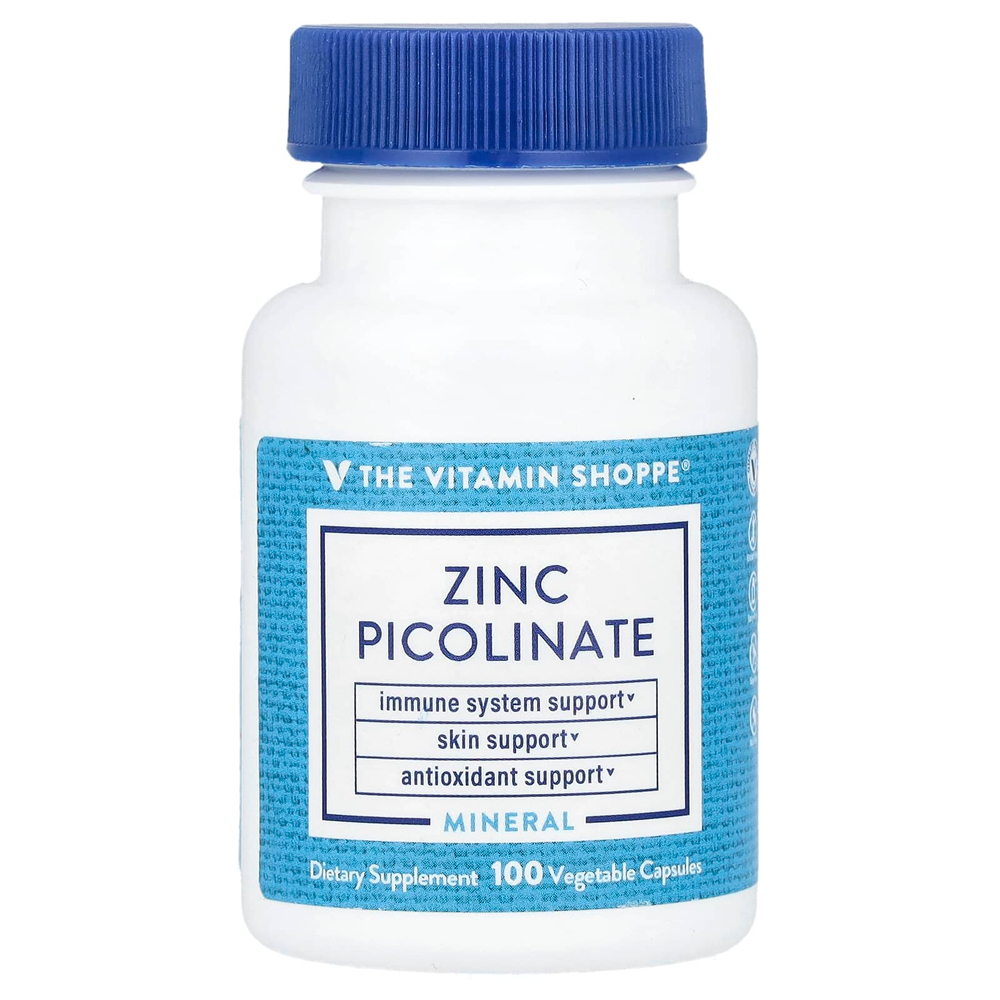 The Vitamin Shoppe, Пиколинат цинка, 100 растительных капсул (22 мг на капсулу)