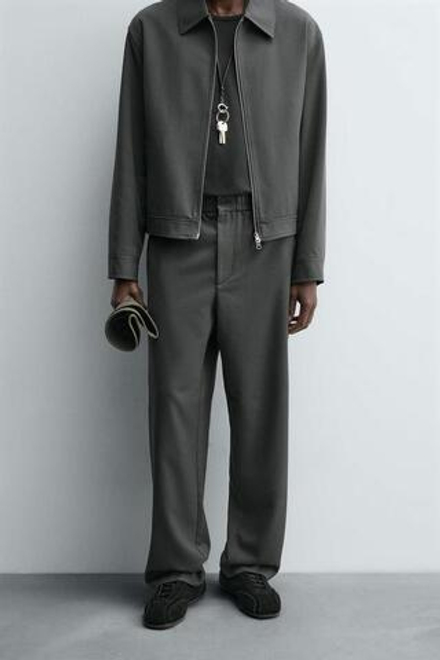 ZARA БРЮКИ-ДЖОГГЕРЫ КЛАССИЧЕСКОГО КРОЯ, ЗЕЛЕНЫЙ