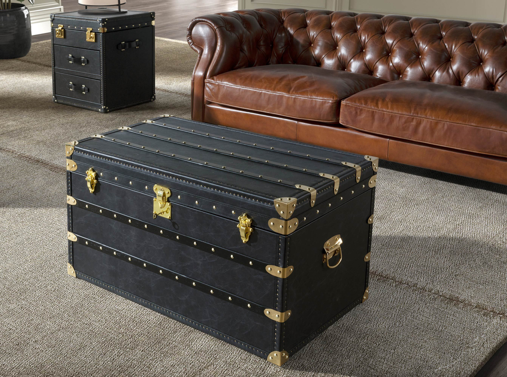 Черный кожаный столик-чемодан 5159