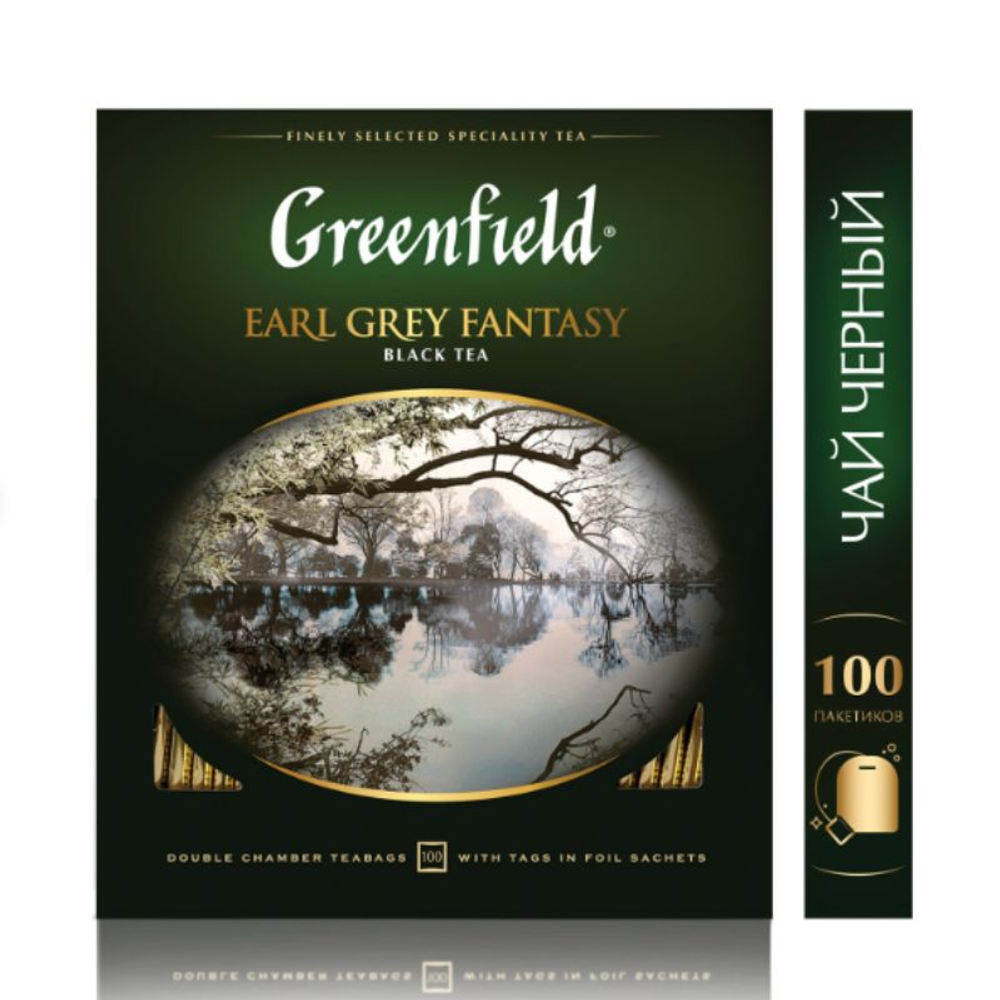Чай Greenfield Earl Grey Fantasy черный с бергамотом, 100 пакетиков
