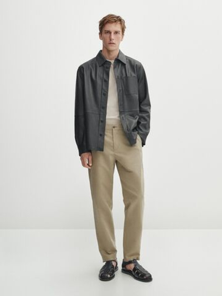 Massimo Dutti Зауженные брюки из смесового хлопка, рыжевато-коричневый