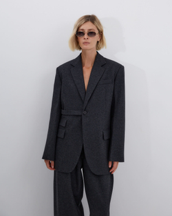 Жакет с хлястиком из шерсти Диор Кутюр темно-серый