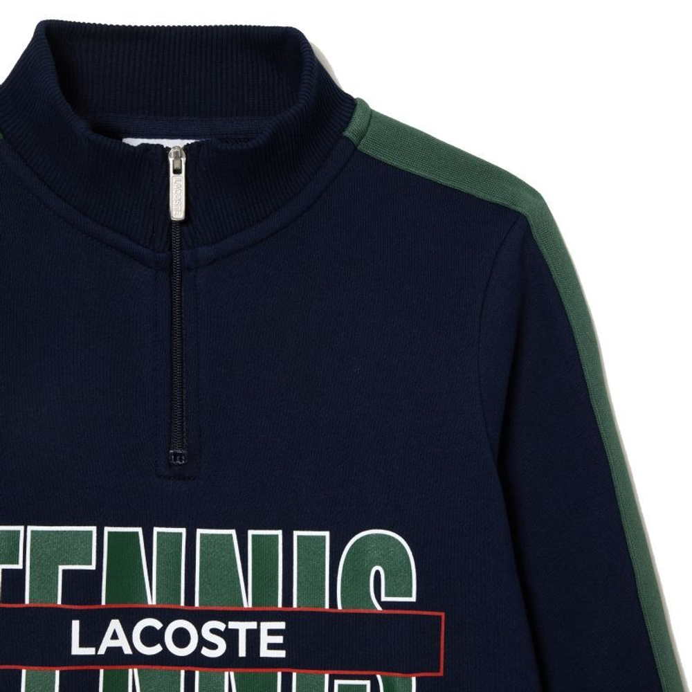 Кофта для мальчика теннисная Lacoste Tennis Print Quarter-Zip Sweatshirt - небесный