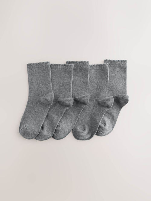 Носки хлопковые школьные для девочки Next AU0-901, 5 шт., Серый