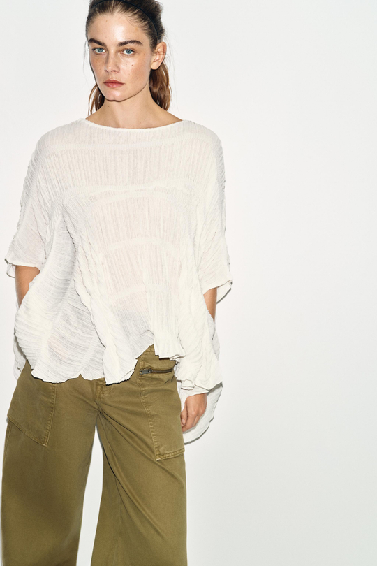 ZARA ТОП-НАКИДКА, БЕЛЫЙ