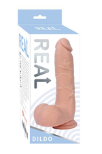 Реалистичный фаллоимитатор REAL с мошонкой на присоске - 21 см.