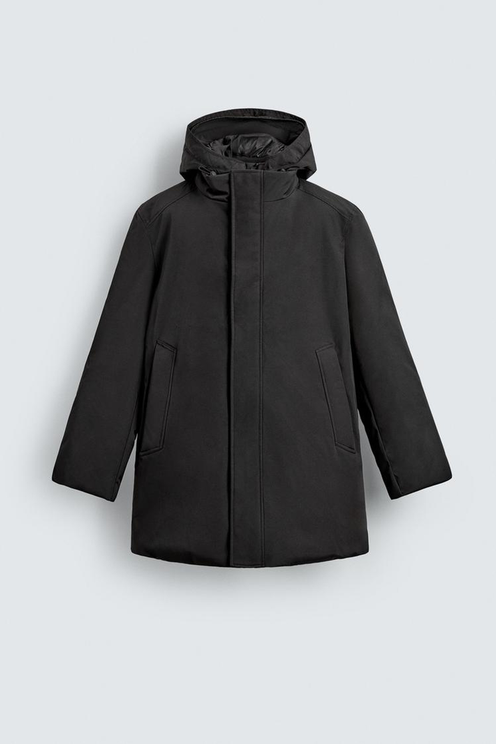 ZARA ТЕХНИЧЕСКАЯ ПАРКА WATER REPELLENT С ОТСТЕГИВАЮЩИМИСЯ ДЕТАЛЯМИ, ЧЕРНЫЙ