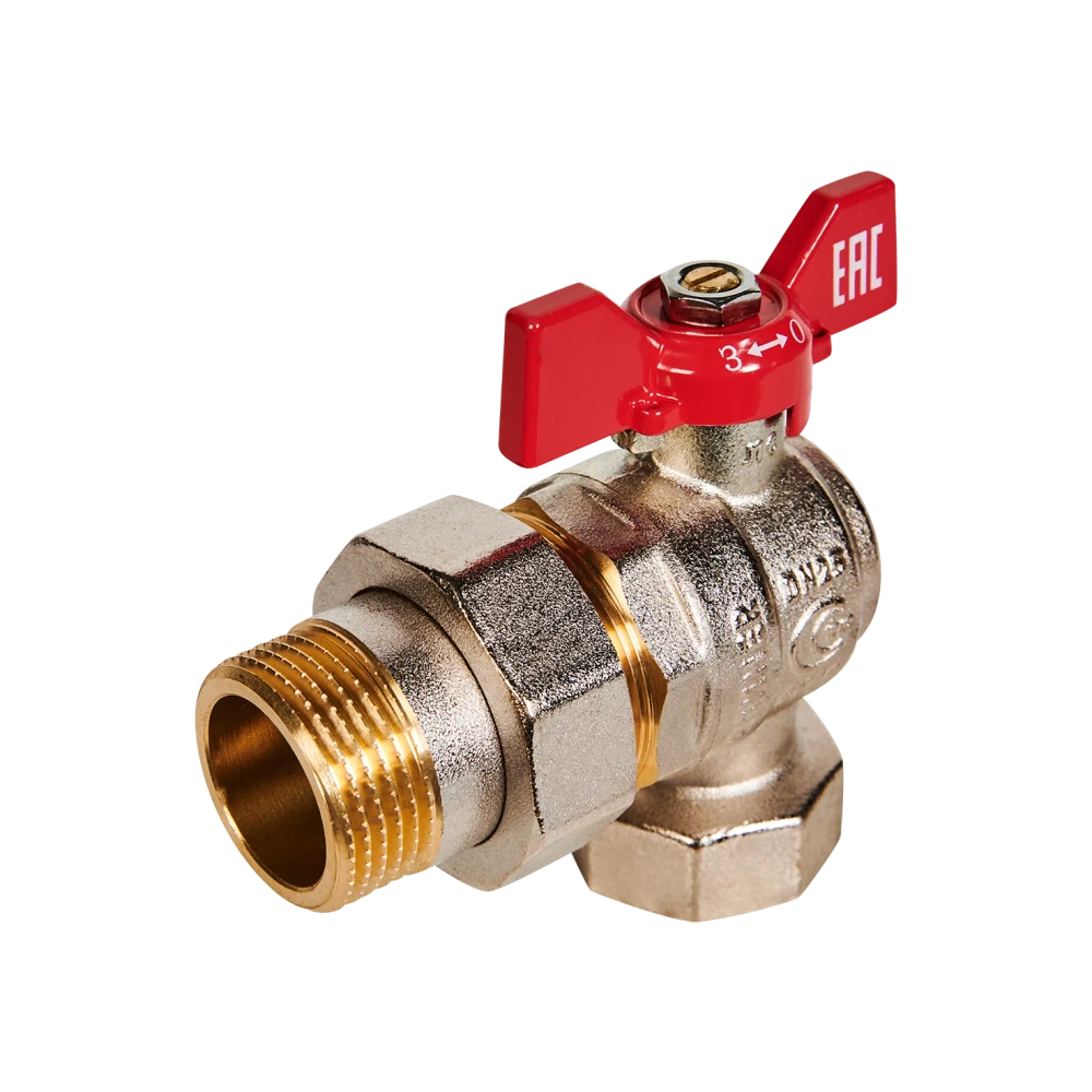 Кран шаровой полнопроходной угловой ROMMER - 1" (ВР/НР, ручка-бабочка)