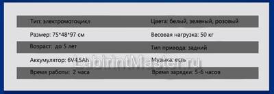 Детский электромотоцикл "Трицикл BKY-188" белый