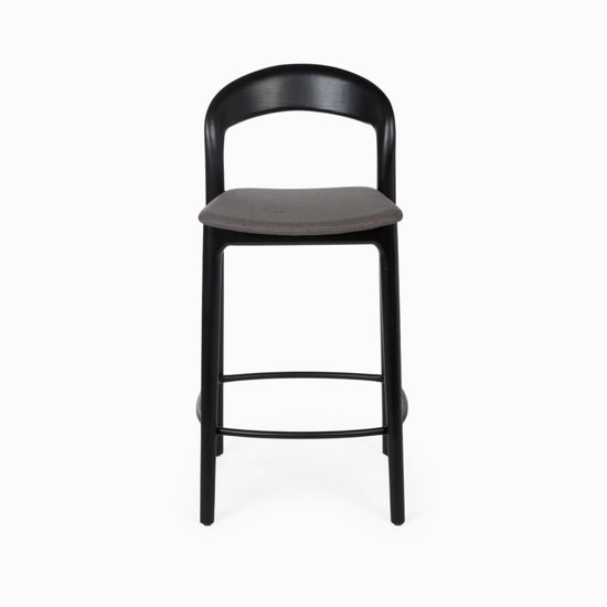 Полубарный стул Canada темное дерево и серая ткань