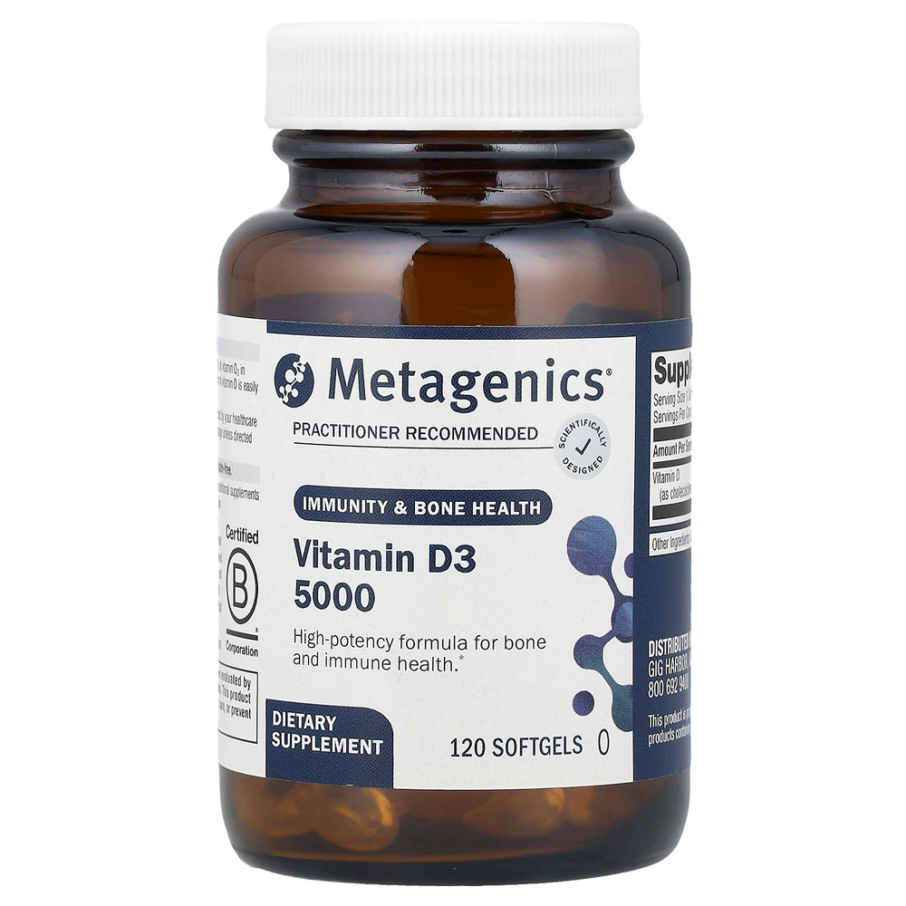 Metagenics, витамин D3 5000, 125 мкг (5000 МЕ), 120 капсул