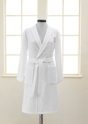 ANEMON  белый вафельно-махровый женский халат Soft Cotton (Турция)
