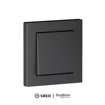 Выключатель 1-кл. AtlasDesign Smart 10А (сх. 1) L+N с подсветкой Zigbee механизм карбон SE ATN001013Z