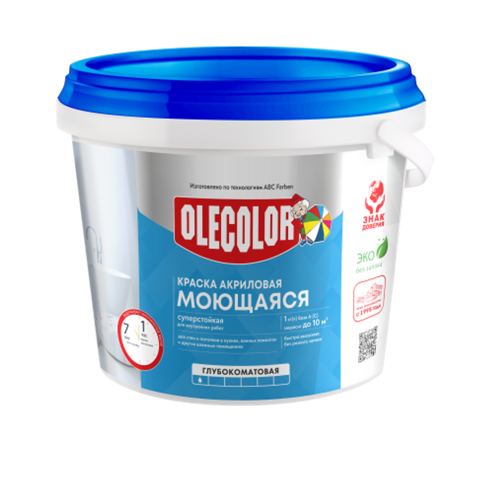 OLECOLOR (Фарбен) Краска ВД моющаяся база "А" 1,0кг